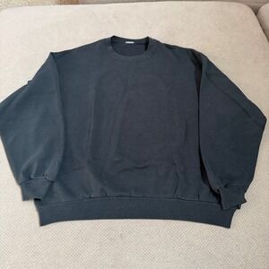 Vintage 1990s Blank Black Crewneck Sweatshirt Made in USA XL Faded Streetwear